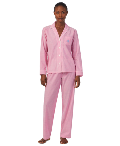 Shop Lauren Ralph Lauren Women's 2-pc. Printed Pajamas Set In Pink Stripe