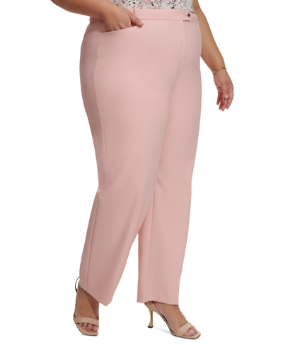 Shop Calvin Klein Plus Size Infinite Stretch Slim-fit Pants In Silver Pink