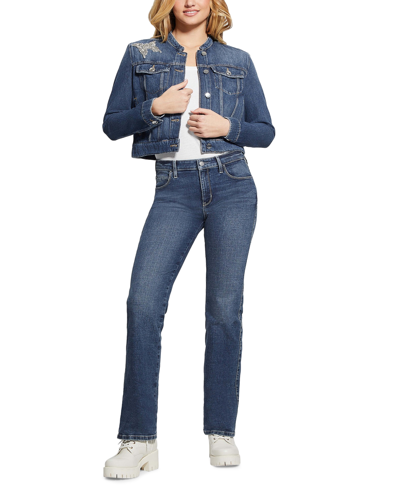 Shop Guess Women's Delya Embellished Trucker Jacket In Marquee