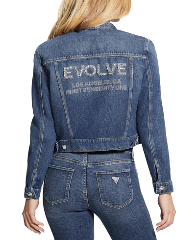 Shop Guess Women's Delya Embellished Trucker Jacket In Marquee