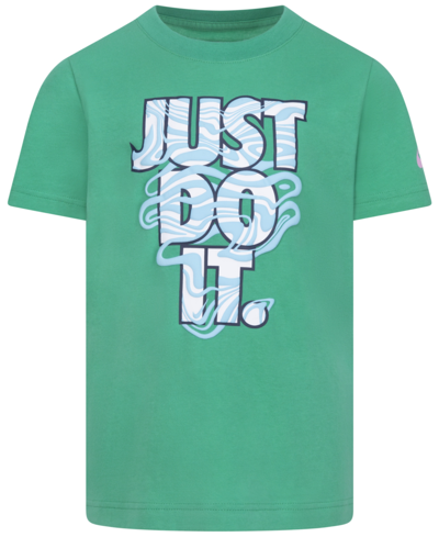 Shop Nike Little Boys Just Do It Waves Short Sleeves T-shirt In Stadium Green