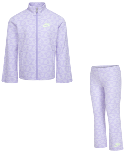 Shop Nike Little Girls Sweet Swoosh Tracksuit Set In Lilac Bloom