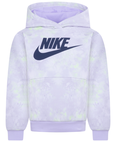 Shop Nike Little Girls Fleece Printed Pullover Hoodie In  Barely Grape