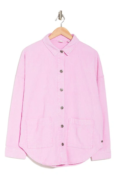 Shop Roxy Kick Back Washed Corduroy Button-up Shirt In Pirouette