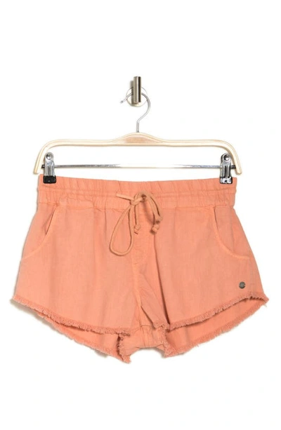 Shop Roxy Scenic Route Cotton Shorts In Dusty Coral