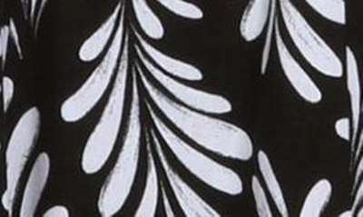 Shop Ellen Tracy Puff Sleeve Linen Blend Midi Dress In Black Leaf