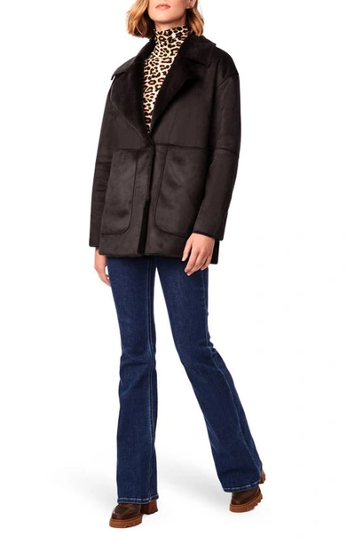 Shop Bernardo Faux Shearling Coat In Black