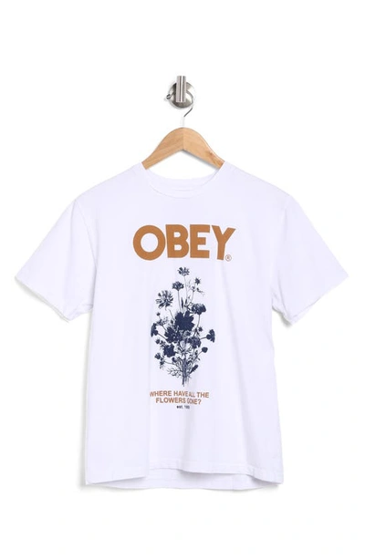 Shop Obey Where Have All The Flowers Gone T-shirt In White