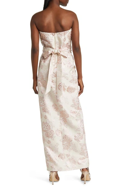 Shop Lulus Redefine Regal Strapless Floral Jacquard Gown In Pale Pink Floral Jacquard