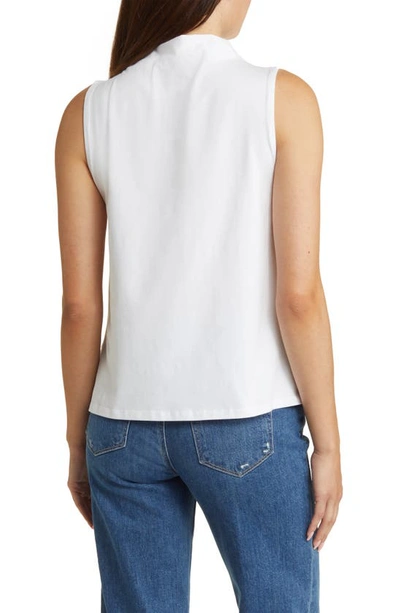 Eileen Fisher Crewneck Organic Cotton Jersey Sleeveless Top In White