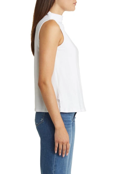 Eileen Fisher Crewneck Organic Cotton Jersey Sleeveless Top In White