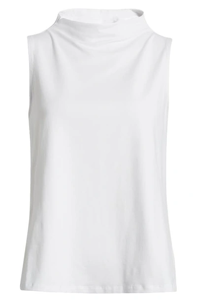 Shop Eileen Fisher Funnel Neck Stretch Organic Pima Cotton Tunic In White