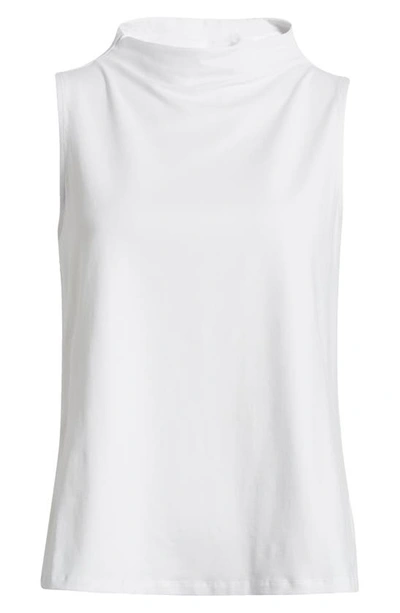 Eileen Fisher Crewneck Organic Cotton Jersey Sleeveless Top In White