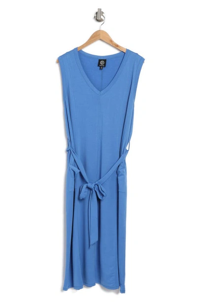 Shop Bobeau Tie Waist Jersey Tank Dress In Blue