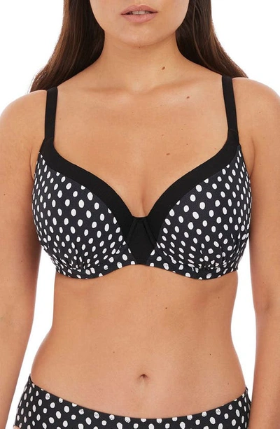 Shop Fantasie Santa Monica Underwire Molded Bikini Top In Black/ White