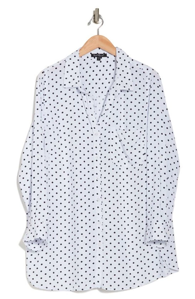 Shop Velvet Heart Elisa Polka Dot Button-up Shirt In White Black Dots
