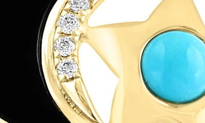 Shop Effy Onyx Turquoise Diamond Crescent Moon & Star Ring In Yellow Gold Multi