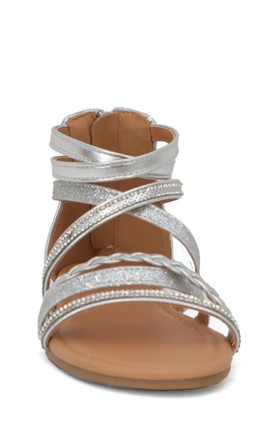 Shop Yoki Kids' Chantal Metallic Gladiator Sandal In Silver