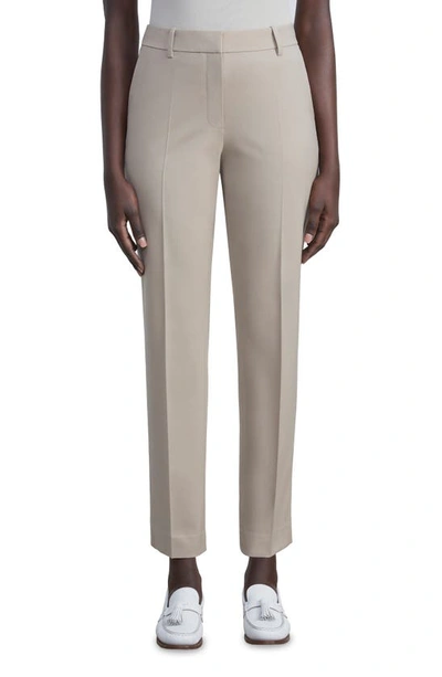 Shop Lafayette 148 Clinton Stretch Virgin Wool Ankle Pants In Taupe