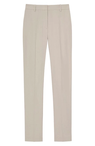 Shop Lafayette 148 Clinton Stretch Virgin Wool Ankle Pants In Taupe