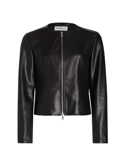 Shop Marella Women's Donare Faux Leather Jacket In Black