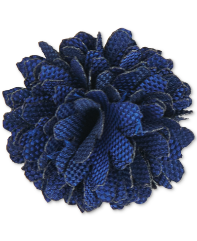 Shop Construct Con.struct Men's Ceremony Satin Checkerboard Flower Lapel Pin, Created For Macy's In Blueberry