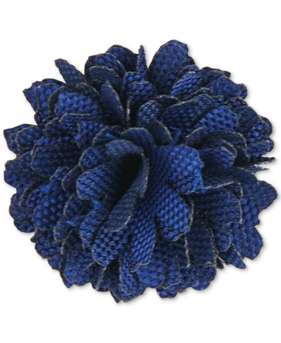 Construct Con.struct Men's Ceremony Satin Checkerboard Flower Lapel Pin, Created For Macy's In Blueberry