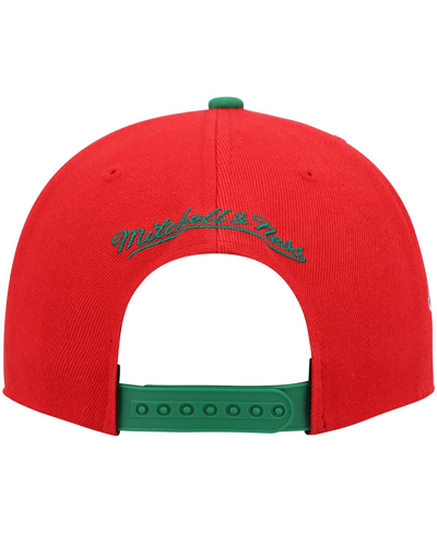 Mitchell & Ness Men's  Red And Green Milwaukee Bucks Hardwood Classics Snapback Hat In Red,green