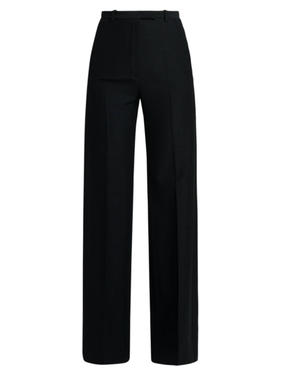 Shop Loro Piana Women's Emmit Wool Straight-leg Pants In Black