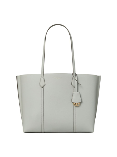 Shop Tory Burch Women's Perry Leather Tote In Feather Gray