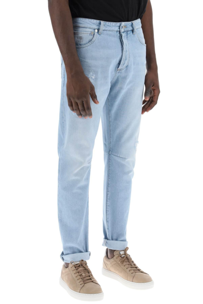 Shop Brunello Cucinelli Leisure Fit Jeans With Tapered Cut In Light Blue