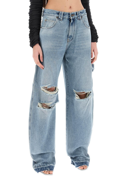 Shop Darkpark Audrey Cargo Jeans With Rips In Light Blue