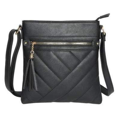 Shop Nicci Ladies' Crossbody Bag With Quilt Design In Black