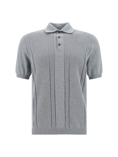 Shop Brunello Cucinelli Polo Shirt In Grigio Chiaro