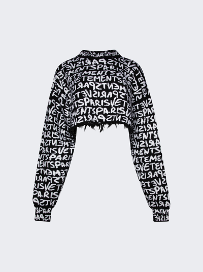 Shop Vetements Graffiti Monogram Cropped Sweater In Black And White