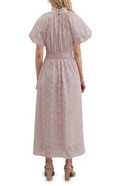 Zoe And Claire Ruffle Collar Puff Sleeve Maxi Dress In Pink