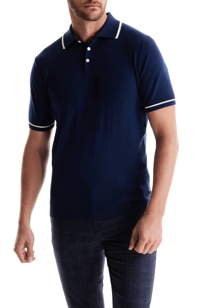 Shop Soft Cloth Pacific Tipped Cotton & Silk Jersey Polo In Sky Captain