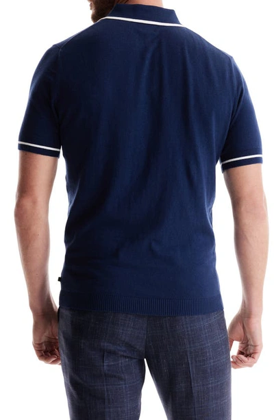 Shop Soft Cloth Pacific Tipped Cotton & Silk Jersey Polo In Sky Captain