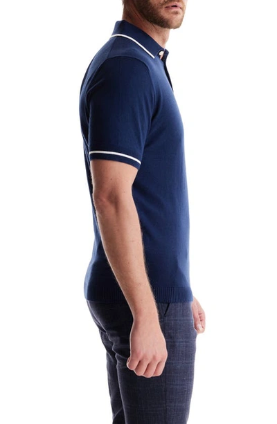 Shop Soft Cloth Pacific Tipped Cotton & Silk Jersey Polo In Sky Captain