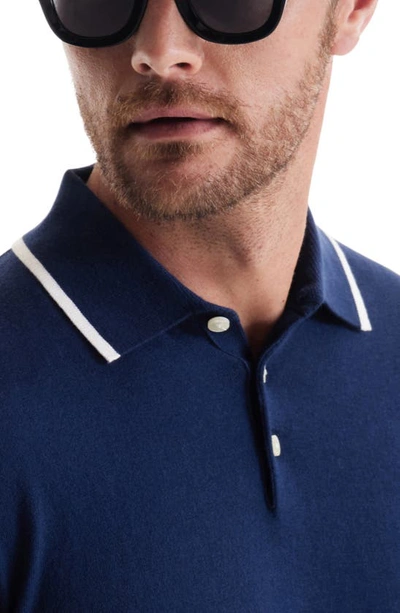 Soft Cloth Pacific Tipped Cotton & Silk Jersey Polo In Sky Captain