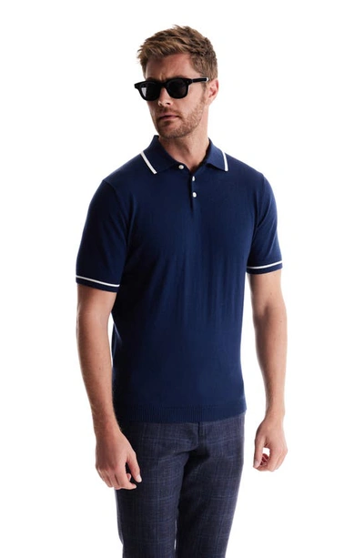 Soft Cloth Pacific Tipped Cotton & Silk Jersey Polo In Sky Captain