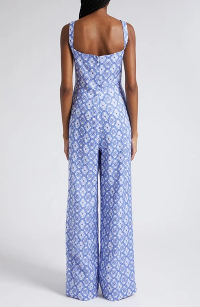 Shop Saloni Cady Wide Leg Jumpsuit In 1739-delphiniums