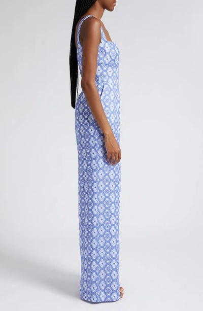 Shop Saloni Cady Wide Leg Jumpsuit In 1739-delphiniums