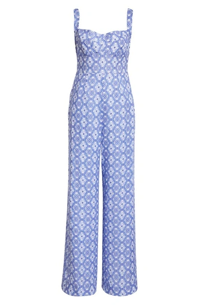 Shop Saloni Cady Wide Leg Jumpsuit In 1739-delphiniums