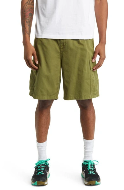 Shop Carhartt Cole Organic Cotton Moraga Twill Cargo Shorts In Kiwi Garment Dyed