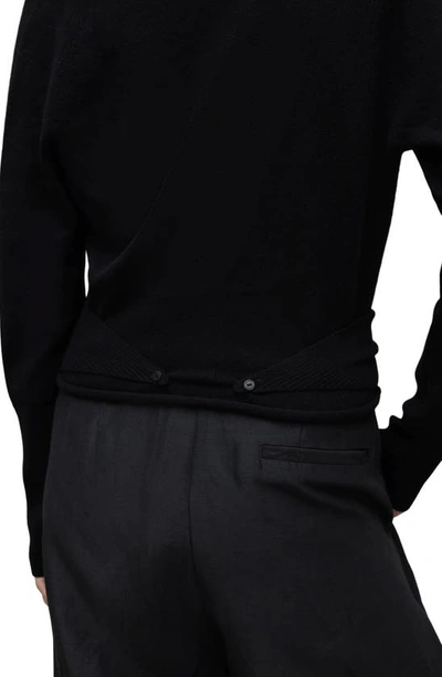 Allsaints Pirate Wrap-over Recycled Cashmere-blend Cardigan In Black