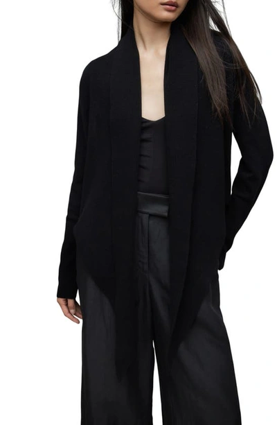 Allsaints Pirate Wrap-over Recycled Cashmere-blend Cardigan In Black
