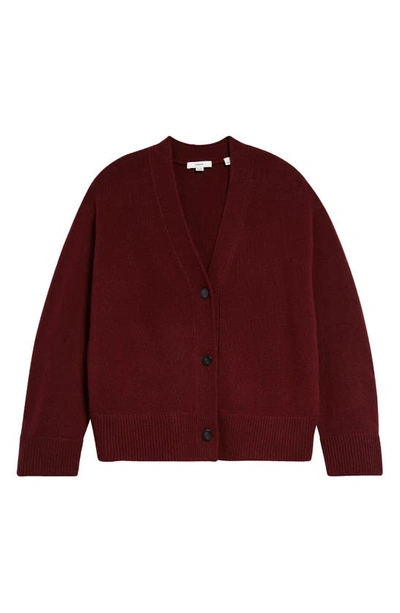 Vince Wool-cashmere Boxy V-neck Cardigan In Plum Wine