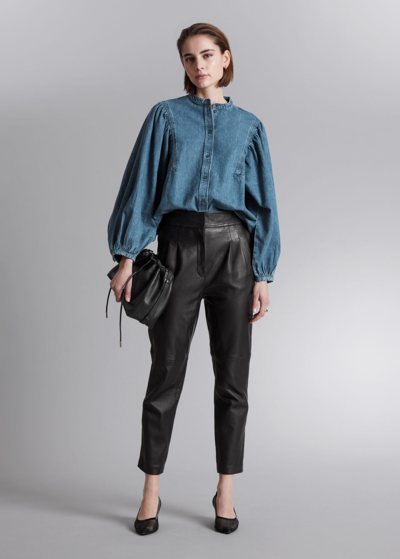 Shop Other Stories Puff-sleeve Blouse In Blue