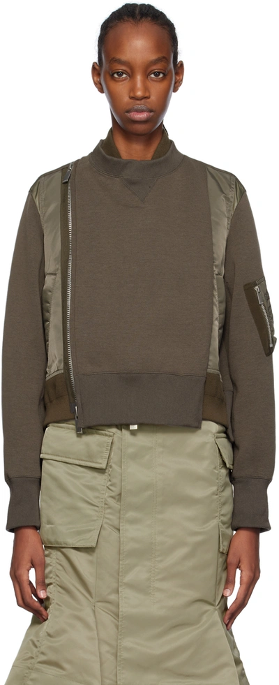 Shop Sacai Taupe Layered Bomber Jacket In 550 Taupe